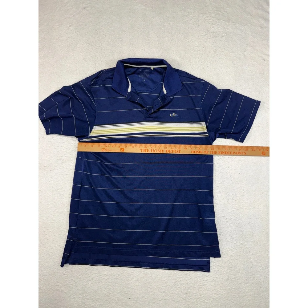 Adidas Golf Mens Navy Blue Striped Short Sleeve Polo Shirt XL